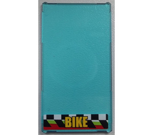 LEGO Transparent Light Blue Glass for Window 1 x 4 x 6 with 'BIKE' on Checkered Background Sticker (6202)