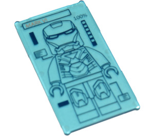 LEGO Transparent Light Blue Glass for Window 1 x 4 x 6 with Iron Man Outline and ‘MARK VI’ Sticker (6202)