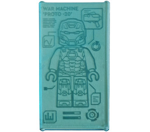 LEGO Transparant Lichtblauw Glas for Venster 1 x 4 x 6 met Iron Man 'WAR MACHINE PROTO -20' Sticker (6202)