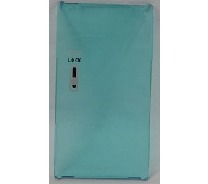 LEGO Transparent Light Blue Glass for Window 1 x 4 x 6 with 'LOCK' and Door Lock Sticker (6202)