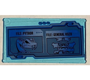 LEGO Transparent Light Blue Glass for Window 1 x 4 x 6 with Screen with 'FILE: PYTHOR' and 'FILE: GENERAL KOZU' Sticker (6202)
