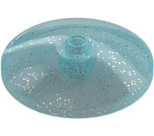 LEGO Transparent Ljusblått Glitter Dish 4 x 4 (Öppen knopp) (35394)