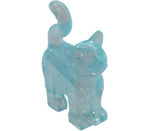 LEGO Transparent Light Blue Glitter Standing Cat with Long Tail (80829)