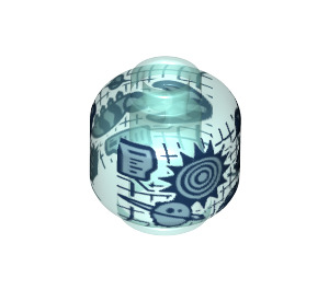 LEGO Transparent Light Blue Minifigure Head with Decoration (Recessed Solid Stud) (3626 / 57481)