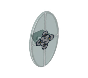 LEGO Transparent Light Blue Oval Shield with Silver Plates with Yellow Rivets (13321 / 92747)