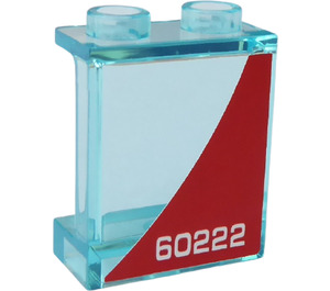 LEGO Transparant Lichtblauw Paneel 1 x 2 x 2 met '60222' (Links Kant) Sticker met zijsteunen, holle noppen (6268)