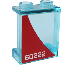LEGO Bleu clair transparent Panneau 1 x 2 x 2 avec '60222' (Droite Côté) Autocollant avec supports latéraux, tenons creux (6268)