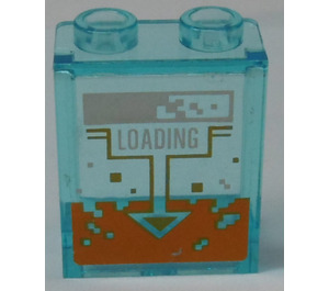 LEGO Transparent Light Blue Panel 1 x 2 x 2 with 'LOADING' and Arrow Sticker with Side Supports, Hollow Studs (6268)