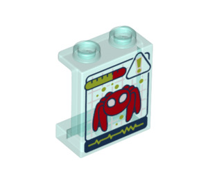 LEGO Transparent Light Blue Panel 1 x 2 x 2 with Red Spider with Side Supports, Hollow Studs (6268 / 84845)