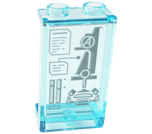 LEGO Transparent Light Blue Panel 1 x 2 x 3 with Display, Avengers Tower Battle Sticker with Side Supports - Hollow Studs (35340)