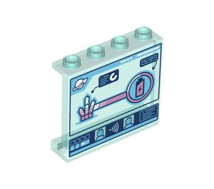 LEGO Transparent Light Blue Panel 1 x 4 x 3 with Rock and Battery with Side Supports, Hollow Studs (35323 / 106343)