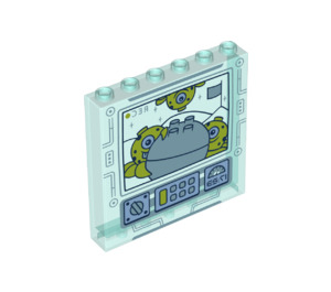 LEGO Transparant Lichtblauw Paneel 1 x 6 x 5 met Aliens en Steen (59349 / 78761)