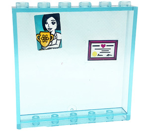 LEGO Transparentes Hellblau Panel 1 x 6 x 5 mit Girl holding trophy Aufkleber (59349)