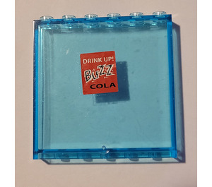 LEGO Bleu clair transparent Panneau 1 x 6 x 5 avec Poster avec ‘DRINK En haut! BUZZ COLA' Autocollant (59349)