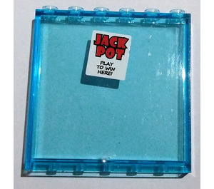 LEGO Bleu clair transparent Panneau 1 x 6 x 5 avec Poster avec 'JACK POT PLAY TO WIN HERE!' Autocollant (59349)