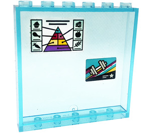 LEGO Transparent Light Blue Panel 1 x 6 x 5 with Pyramid and dumbbells Sticker (59349)