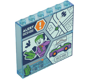 LEGO Transparente celeste Panel 1 x 6 x 5 con The Joker Map (59349)