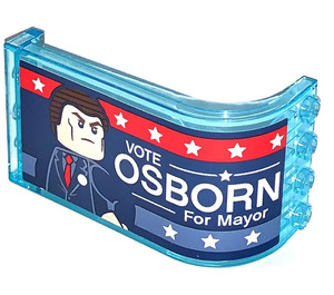 LEGO Bleu clair transparent Panneau 3 x 4 x 6 avec Haut incurvé avec VOTE OSBORN For Mayor Autocollant (2571)