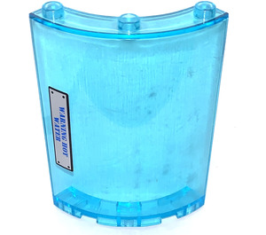 LEGO Transparent Light Blue Panel 4 x 4 x 6 Curved with Blue 'WARNING HOT WATER' Model Left Side Sticker (30562)