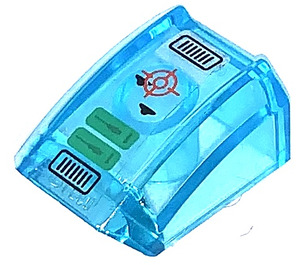 LEGO Bleu clair transparent Pente 1 x 2 x 2 Incurvé avec rouge Target Symbol et 2 Ufos Autocollant (30602 / 47904)