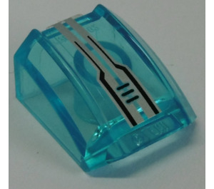 LEGO Bleu clair transparent Pente 1 x 2 x 2 Incurvé avec Argent et Noir Circuitry Autocollant (28659)