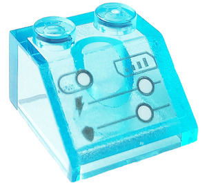 LEGO Transparent Light Blue Slope 2 x 2 (45°) with Lighting Bolt, Shield, Signal, Buttons Sticker (3039)