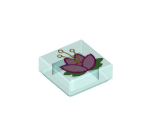 LEGO Transparent Light Blue Tile 1 x 1 with Lotus Flower with Groove (3070 / 90939)