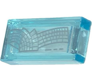 LEGO Transparent Light Blue Tile 1 x 2 with Computer Keyboard Sticker with Groove (3069)