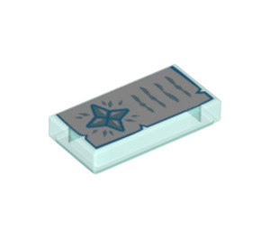 LEGO Transparent Light Blue Tile 1 x 2 with Crystals and Writing with Groove (3069 / 36703)