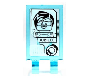 LEGO Transparent Light Blue Tile 2 x 3 with Horizontal Clips (Thick Open 'O' Clips) with Computer Monitor Displaying Jubilee