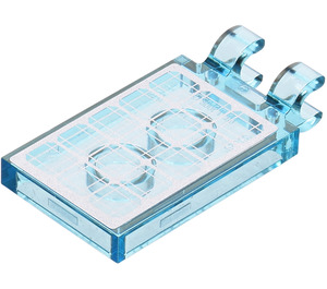 LEGO Transparent Light Blue Tile 2 x 3 with Horizontal Clips with Solar Panel Sticker (Thick Open 'O' Clips) (30350)