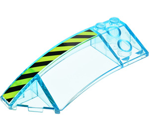 LEGO Transparent Light Blue Wedge Curved 3 x 8 x 2 Left with Hazard Stripes (Left) Sticker (41750)