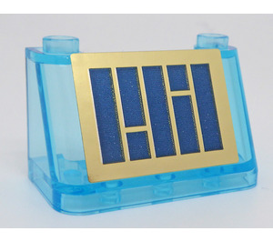 LEGO Gennemsigtig lyseblå Forrude 2 x 4 x 2 med Solar Panel Klistermærke (3823)