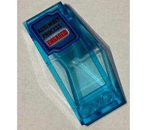 LEGO Transparent Light Blue Windscreen 2 x 5 x 1.3 with 'ASSEMBLY PROCESS: ENGAGED' Sticker (6070)
