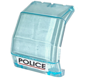 LEGO Transparent Light Blue Windscreen 4 x 4 x 3.6 Helicopter with 'POLICE' Sticker (2483)