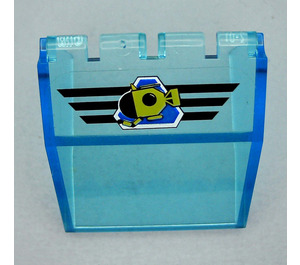 LEGO Transparent Light Blue Windscreen 4 x 4 x 3 with Hinge with Black Lines and Submarine Sticker (2620)