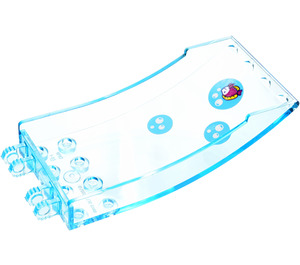 LEGO Transparent Light Blue Windscreen 4 x 8 x 2 Curved Hinge with Fish Sticker (46413)