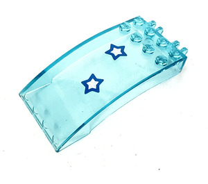 LEGO Transparent Light Blue Windscreen 4 x 8 x 2 Curved Hinge with Star Pattern Sticker (46413)