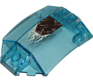 LEGO Transparent Light Blue Windscreen 6 x 8 x 2 Curved with Dark Brown and Silver Armor Plates and White Frost Sticker (40995)