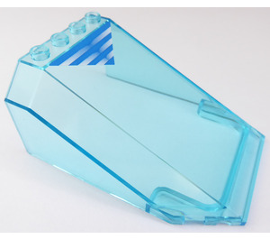 LEGO Transparent Light Blue Windscreen 6 x 8 x 3 Wedge with Blue and White Stripes Sticker (32086)