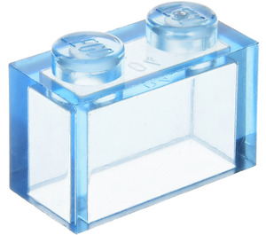 LEGO Transparent Medium Blue Brick 1 x 2 without Bottom Tube (3065 / 35743)