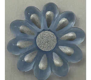 LEGO Transparent Medium Blue Clikit Daisy 2 x 2 with 10 Petals with Silver Center and Petal Highlights (45455 / 52694)