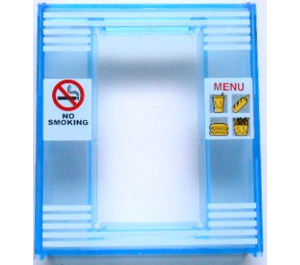 LEGO Transparent Medium Blue Door Frame 2 x 8 x 8 with NO SMOKING and MENU Pattern (45703)