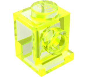 LEGO Transparentes Neongrün Stein 1 x 1 mit Scheinwerfer (4070 / 30069)