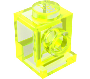 LEGO Transparent Neon Green Brick 1 x 1 with Headlight and No Slot (4070 / 30069)
