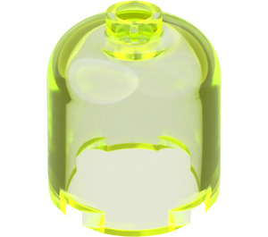 LEGO Transparant neon groen Steen 2 x 2 x 1.7 Rond Cilinder met Dome Top (26451 / 30151)