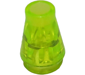 LEGO Transparent Neon Green Cone 1 x 1 without Top Groove (4589 / 6188)