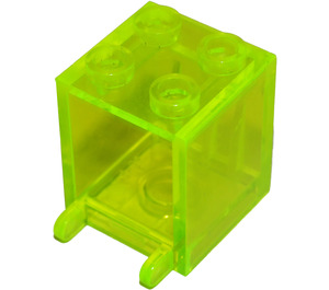 LEGO Transparant Neon Groen Container 2 x 2 x 2 met verzonken noppen (4345 / 30060)
