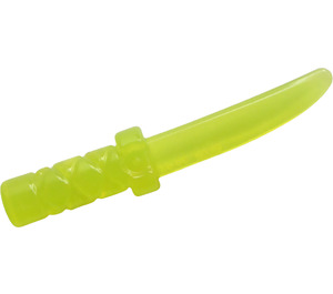 LEGO Transparentní neonově zelenáá Dagger s Kříž Hatch Grip