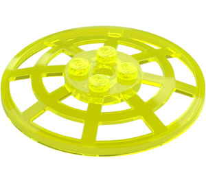 LEGO Transparent Neon Green Dish 6 x 6 Webbed (Squared Holder Underneath) (4285 / 30234)